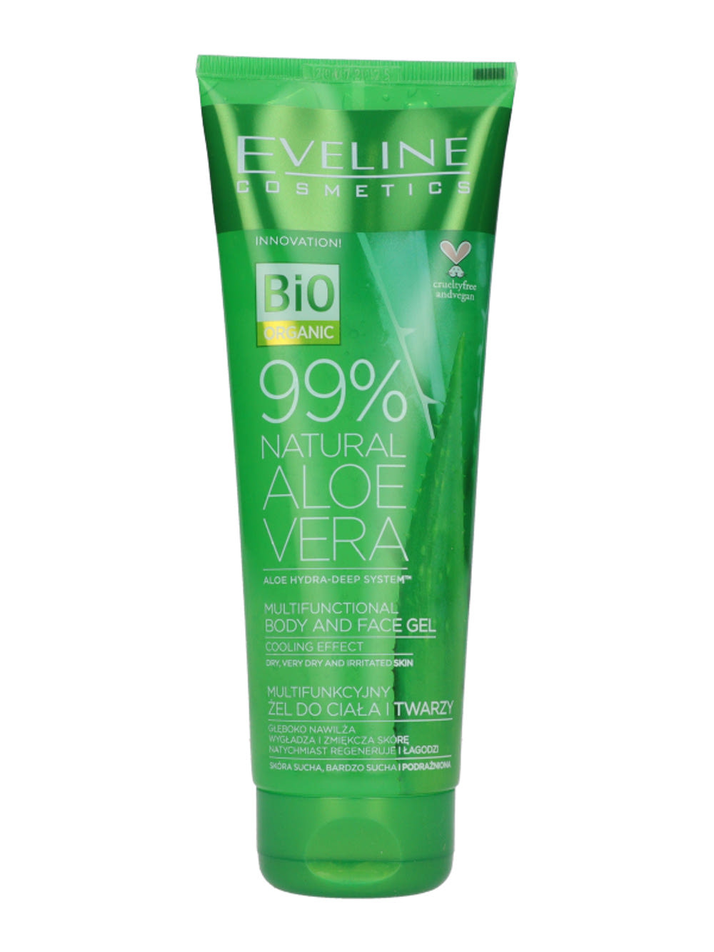 Eveline 99% Natural Aloe Vera gl testre s arcra - 250 ml