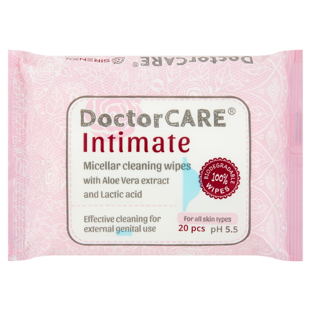 Hungary product data sample: Doctorcare 100% Biodegrada intim nedves törlőkendő - 20 db