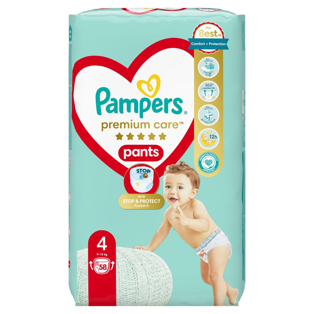 Pampers Premium Care Pants - Nappy Pants, size 4 (9-15 kg), 58 pcs