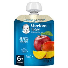Gerber alma-mangó gyümölcspüré 6 hónapos kortól - 90 g kisképe