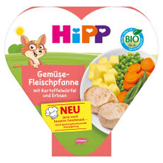 Hipp Bio zöldségek sertéshússal és zöldborsóval 1 éves kortól - 250 g kisképe