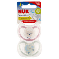 Nuk Space Night szilikon altatócumi, 18-36 hónapos korig, lány - 2 db kisképe