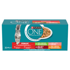 Purina One Sterilcat marhával/lazaccal/pulykával/csirkével nedves macskaeledel 40 x 85 g - 3400 g kisképe