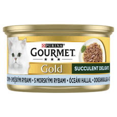 Gourmet Gold Succulent Delights állateledel felnőtt macskák számára óceáni hallal - 85 g kisképe