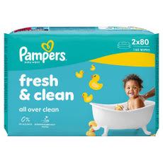 Pampers Fresh Clean nedves törlőkendő 2x80 db - 160 db kisképe