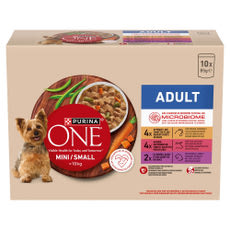 Purina One Mini Adult állateledel kutyáknak csirkével, marhával, báránnyal 10 x 85 g - 850 g kisképe