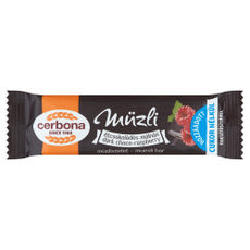 Cerbona étcsokoládés - málnás müzliszelet - 20 g kisképe