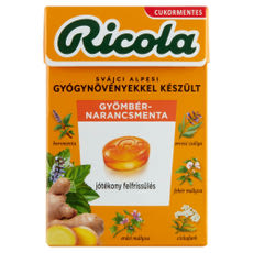 Ricola svájci alpesi cukormentes gyömbér-narancsmenta cukorkák - 40 g kisképe