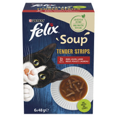 Felix Soup Tender Strips állateledel macskáknak házias válogatás 6x48 g - 288 g kisképe