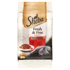 Sheba Fresh & Fine Excluzív felnőtt teljes értékű alutasak macskáknak, húsos válogatás (6x50 g) - 300 g kisképe