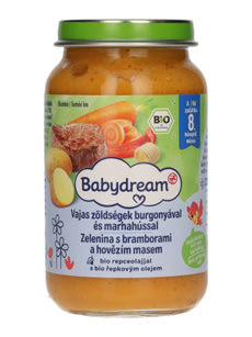 Babydream Bébiétel Vajas Zöldséges Marhahús Ízesítéssel 8 Hónapos Kortól - 220 g kisképe