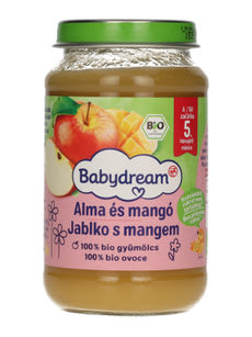 Babydream Bio 100% Gyümölcs Mangó- Alma 4/5 Hónapos Kortól - 190 g kisképe