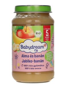 Babydream Bébiétel 100% Gyümölcstartalom Banán Alma 4/5 Hónapos Kortól - 190 g kisképe