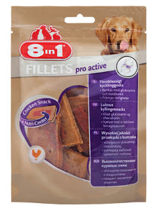 8 in 1 Fillets Pro Active jutalomfalat kutyáknak - 80 g kisképe