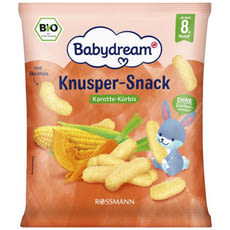Babydream bio kukorica snack sárgarépával és sütőtökkel 8 hónapos kortól - 30 g kisképe