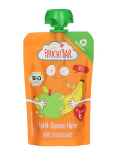 FruchtBar Bio gyümölcspüré banánnal és zabbal 6 hónapos kortól almával - 100 g kisképe