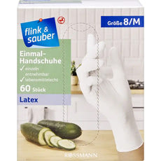 Flink & Sauber egyszer használatos Latex M-es gumikesztyű - 60 db kisképe