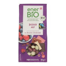 enerBio bogyós gyümölcs-mix háromféle csokoládéban - 85 g kisképe