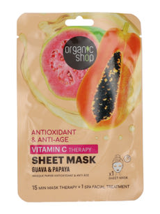 Organic Shop antioxidáns és anti-aging fátyolmaszk guavával és papayával - 25 g kisképe
