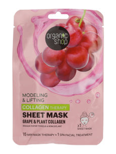Organic Shop kisimító fátyolmaszk szőlővel és növényi kollagénnel - 25 g kisképe