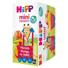 Hipp bio őszibarack, alma bébidesszert 4 hónapos kortól 4x100 g kisképe