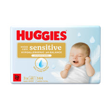Huggies Extra Care Sensitive Triplo babatörlőkendő - 144 db kisképe
