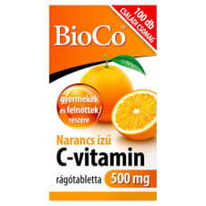 BioCo narancs ízű C-vitamin 500 mg rágótabletta - 100 db kisképe