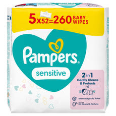 Pampers Sensitive nedves törlőkendő - 260 db kisképe