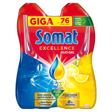 Somat Excellence Duo Gel gépi mosogatószer gél 76 mosogatás 2 x 684 ml - 1368 ml kisképe