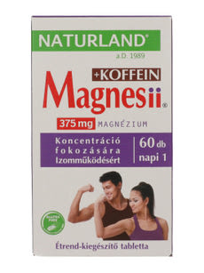 Naturland Magnesii + Koffein étrend-kiegészítő tabletta - 60 db kisképe