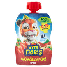 SIÓ Vitatigris gyümölcs püré eper ízű 100% - 90g kisképe