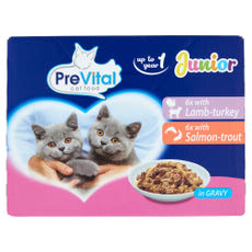 PreVital Junior nedves macskaeledel kölyökmacskáknak szószban alutasakos macskatáp (12x100g) - 1200 g kisképe