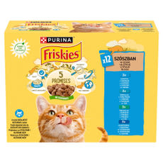 Friskies állateledel macskáknak lazaccal, tonhallal, szardíniával és tőkehallal 12x85 g - 1020 g kisképe
