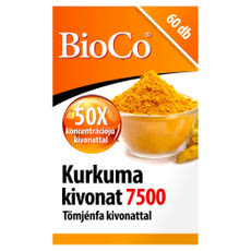 BioCo Kurkuma kivonat Tömjénfa kivonattal 7500 étrend-kiegészítő kapszula - 60 db kisképe
