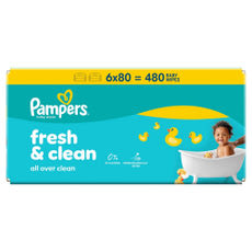 Pampers Fresh Clean nedves törlőkendő (6*80) - 480 db kisképe