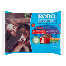 Reno nedves kutyaeledel felnőtt kutyáknak szószban alutasakos kutyatáp 4x100g - 400 g kisképe