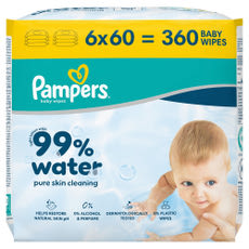Pampers Water nedves törlőkendő 6x60 db - 360 db kisképe