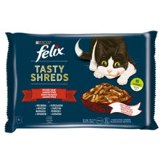 Felix Tasty Shreds állateledel macskáknak marhával és csirkével 4x80 g - 320 g kisképe