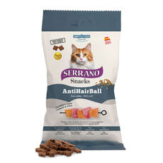 Serrano Anti Hairball macska jutalomfalat szőrlabda ellen lazaccal és tonhallal - 50 g kisképe