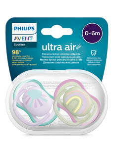Philips Avent Ultra Air játszócumi 0-6 hónapos korig - 2 db kisképe