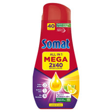 Somat All in 1 Power Gel Lemon & Lime gépi mosogatószer gél 80 mosogatás 2 x 720 ml - 1440 ml kisképe