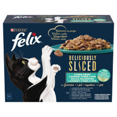 Felix Deliciously Sliced állateledel macskáknak, halas válogatás 12x80 g - 960 g kisképe