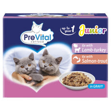 PreVital Junior nedves macskaeledel kölyökmacskáknak szószban alutasakos macskatáp (12x100g) - 1200 g kisképe