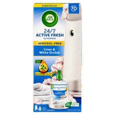 Air Wick Active Fresh Linen & White Orchid automata légfrissítő készülék és utántöltő - 228 ml kisképe