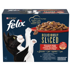 Felix Deliciously Sliced alutasakos eledel macskáknak, házias válogatás 12x80 g - 960 g kisképe