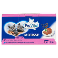 PreVital Mousse nedves macskaeledel, macskatáp kölyökmacskáknak pástétom konzerv (4x85 g) - 340 g kisképe