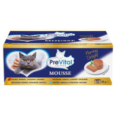 PreVital Mousse nedves macskaeledel, macskatáp felnőtt macskáknak pástétom konzerv (12 x 85 g) - 1020 g kisképe