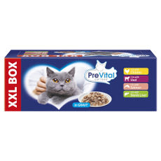 PreVital nedves macskaeledel felnőtt macskáknak szószban alutasakos macskatáp 48x100g - 4800 g kisképe