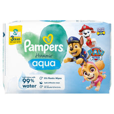 Pampers Harmonie Aqua Mancs őrjárat nedves törlőkendő (3x48 db) - 144 db kisképe