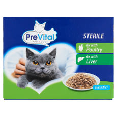 PreVital nedves macskaeledel steril macskáknak vegyes ízben szószban alutasakos macskatáp 12x100g - 1200 g kisképe